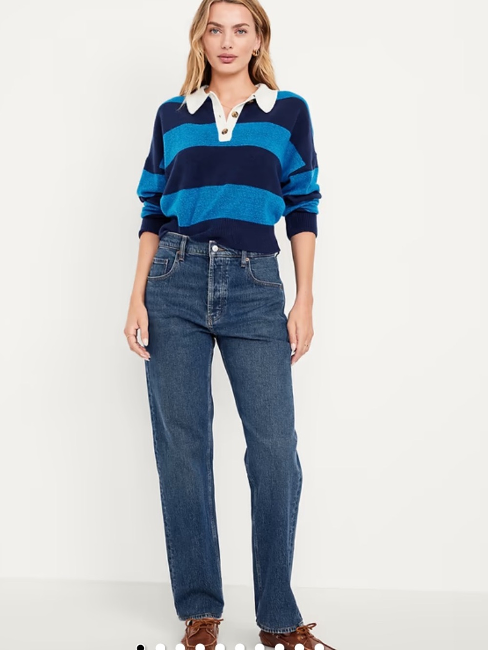 Old Navy Mid- rise hidden button fly Slouchy Straight Leg Jeans - Dark Blue 12